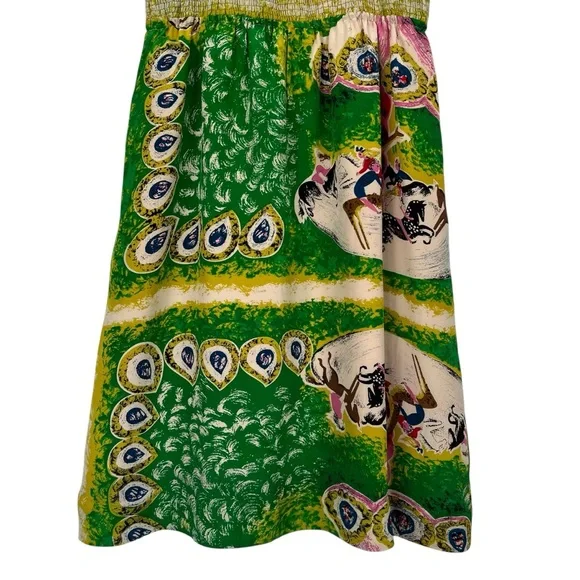 Moulinette Soeurs Anthropologie Silk Panoply Carousel Horse Print Dress Size 10 - Picture 8 of 11